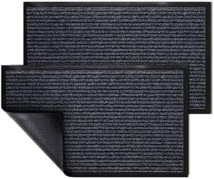 grey black ribbed door mat